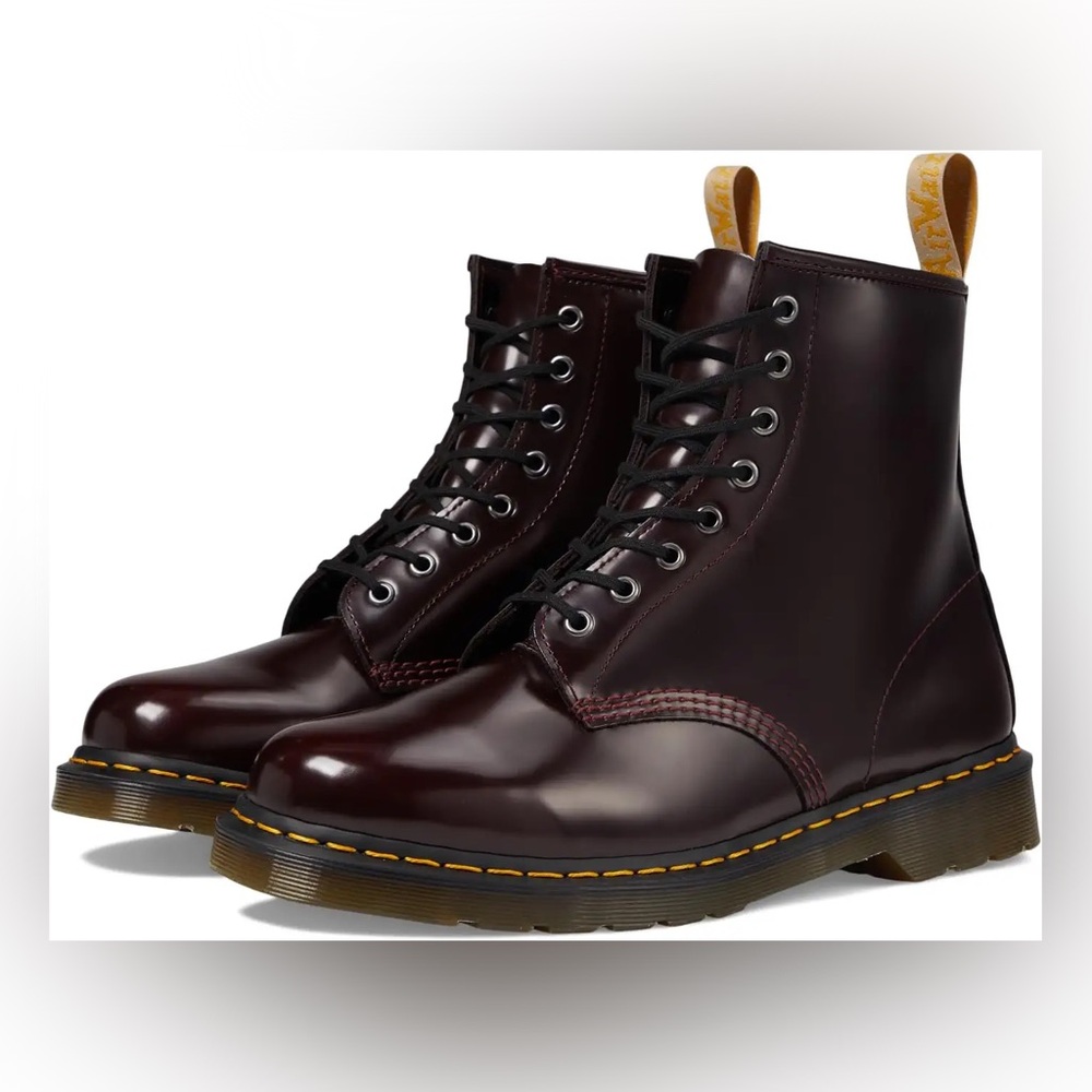 NEW Dr. Martens 1460 Vegan Leather 8-Eye Boot Cherry Red (Rub Off) GORGEOUS Goth - Picture 2 of 14